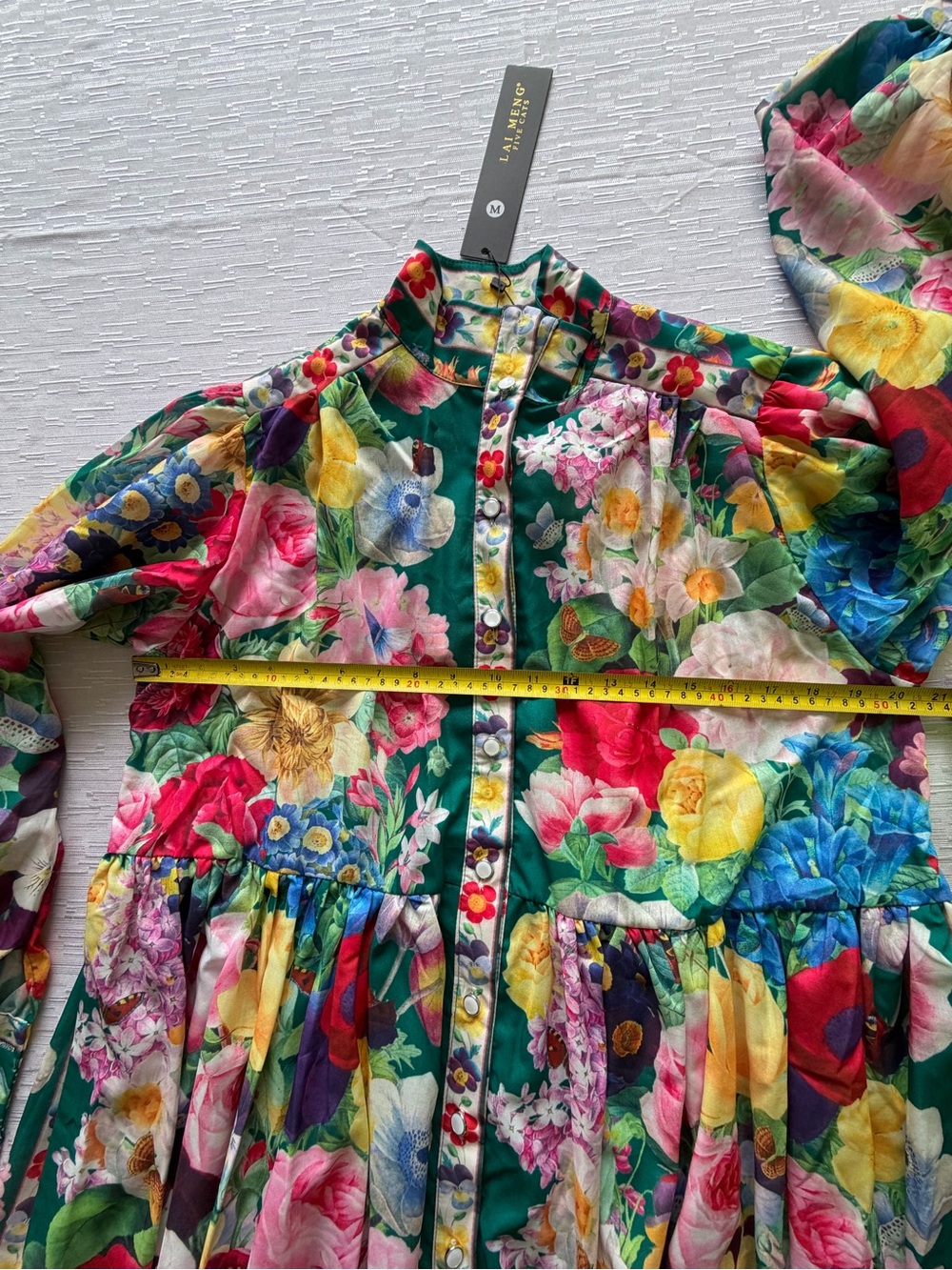 NWT Women’s Floral Pleated High Collar with Belt Dress Size M - Picture 12 of 15